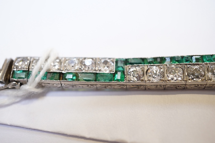 An Art Deco emerald and diamond bracelet, 1920s
